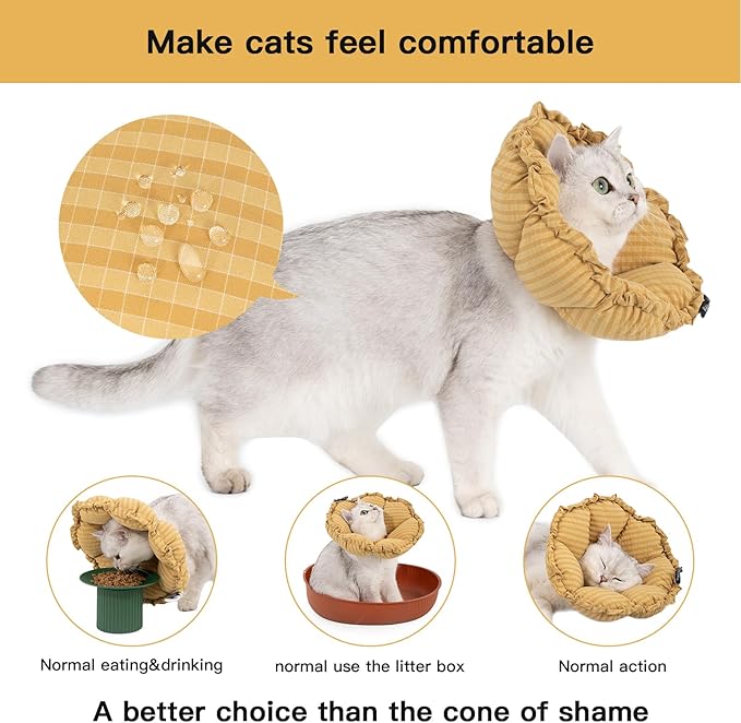 H HIDREAM Soft Cat Cone Collar， Cute Adjustable Cat Recovery Collar，Elizabethan - Image 2