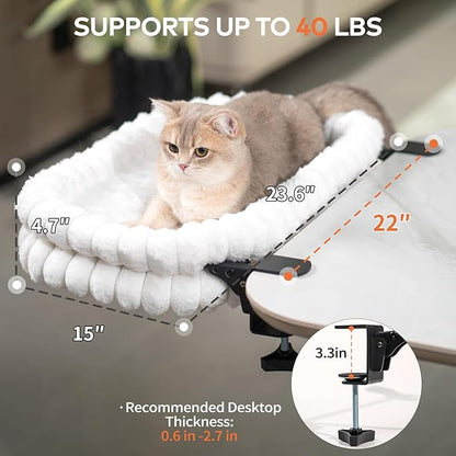 CHEERPALS Cat Desk Bed with Reversible Cushion, 90°Foldable Cat Hammock - Image 6