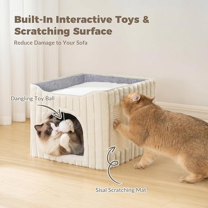 Avont Cat Houses for Indoor Cats, Foldable 3-in-1 Cat Cave Bed - Image 6