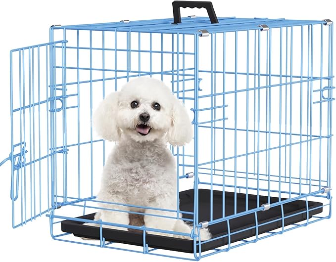 FDW Dog Crate for Small Dogs 18 Inch Folding Metal Wire Pet Cage Single Door by FDW