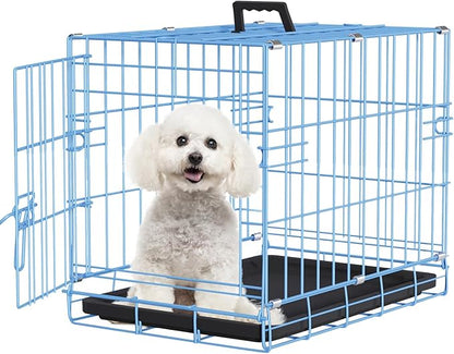 FDW Dog Crate for Small Dogs 18 Inch Folding Metal Wire Pet Cage Single Door by FDW
