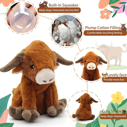 YZHDUXIU Highland Cow Dog Toy, Squeaky Dog Toys Stuffed Plush Puppy Toy - Image 6