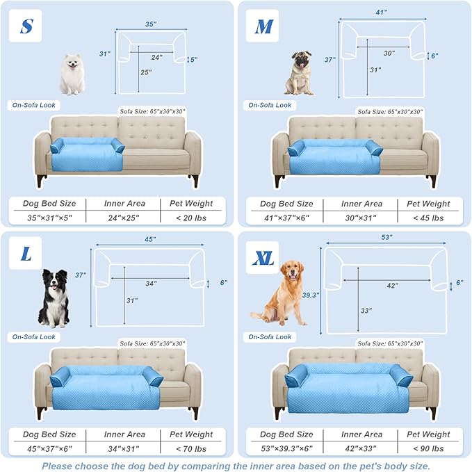 GGIB Cooling Dog Bed Mat with Bolster Pillow Washable Dog Couch Cover - Image 6