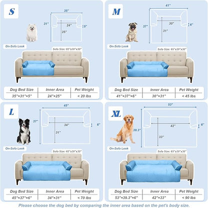 GGIB Cooling Dog Bed Mat with Bolster Pillow Washable Dog Couch Cover - Image 6
