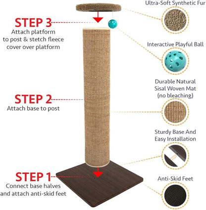 Kitty City Tall Sisal Cat Scratching Post, 32” Durable Scratcher - Image 7