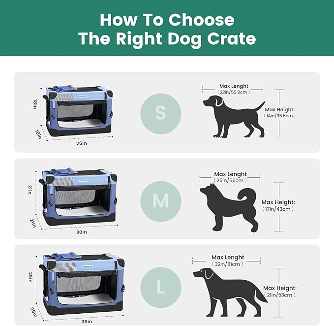 Gardner Pet 36 Inch Folding Soft Dog Crate -3 Door Collapsible Dog Crate - Image 3