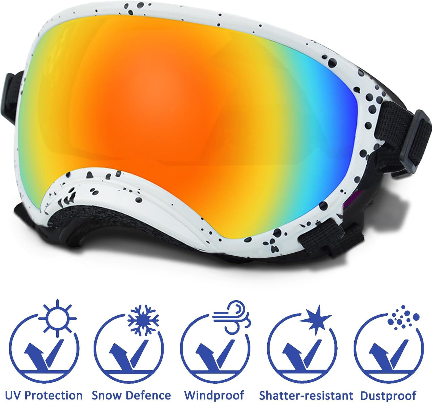 Medium Dog Sunglasses with Adjustable Strap UV Protection, Winproof Dog Puppy Sunglasses, Suitable for Medium Dog Pet Glasses, Dogs Eyes Protection,Soft Dog Goggles