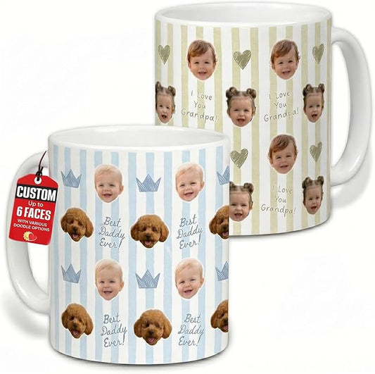 Personalized Baby Face Mug for Grandpa Papa, Photo Coffee Cup, Custom Baby Mug by Hanatoca