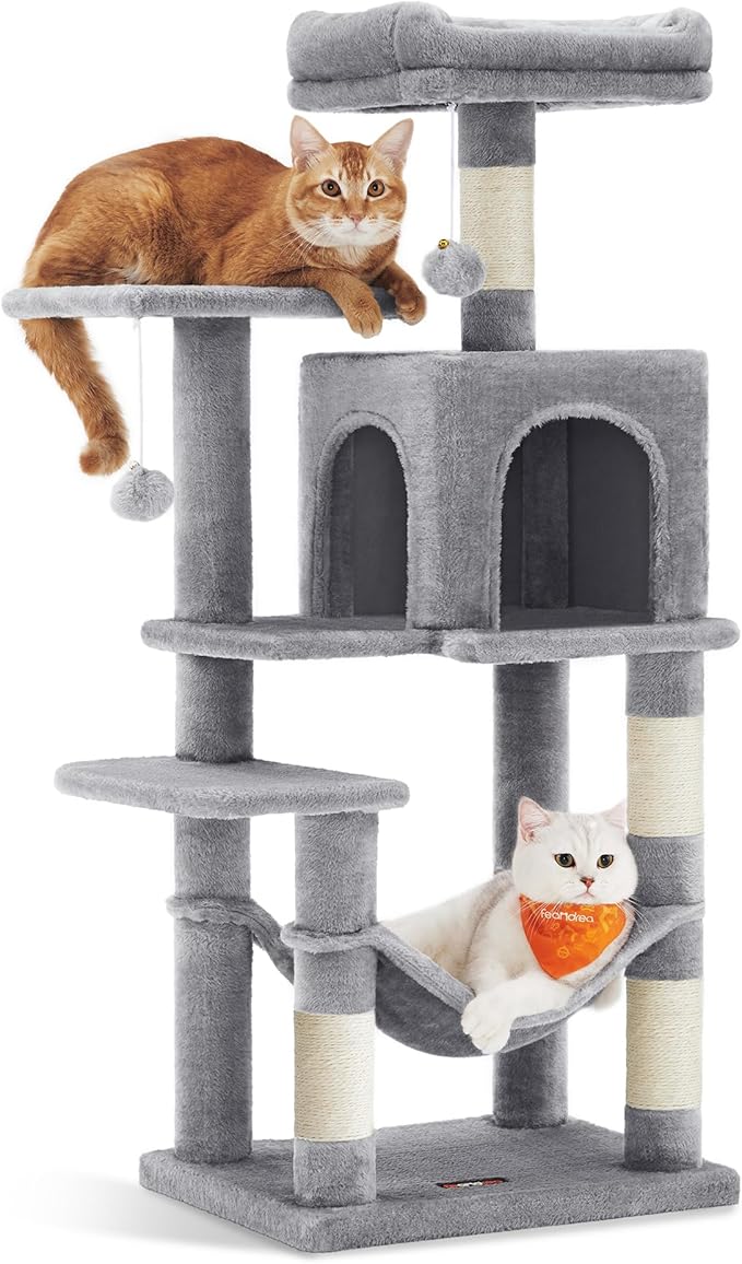 Feandrea Cat Tree, 44.1-Inch Cat Tower, Plush Multi-Level Condo by FeandreabySONGMICSHOME