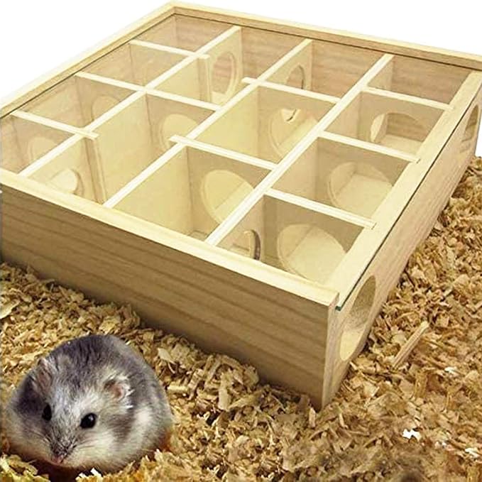Wooden Maze Tunnel Toy with Cover, Small Pet Animals Sport Toy Funny Toy - Image 6