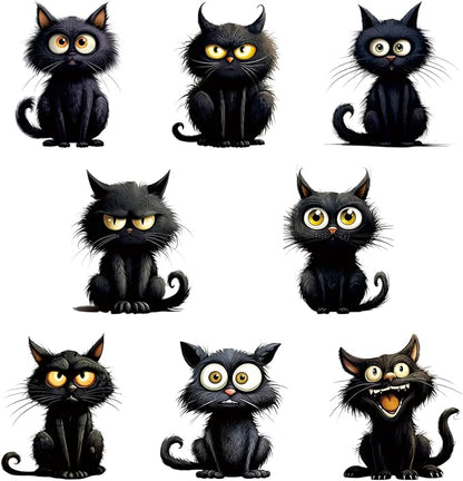 8 Pcs Halloween Tree Decoration Funny Cute Black Cat Designs Acrylic Pendant by BHOOKA