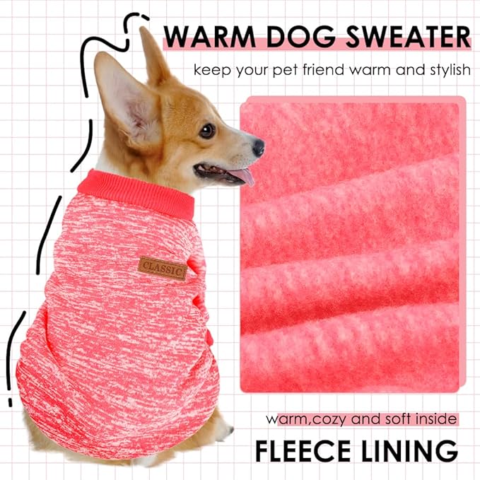2 Pack Dog Sweaters for Small Dogs Girl Boy Winter Fleece Clothes Warm Soft Dog - Image 2