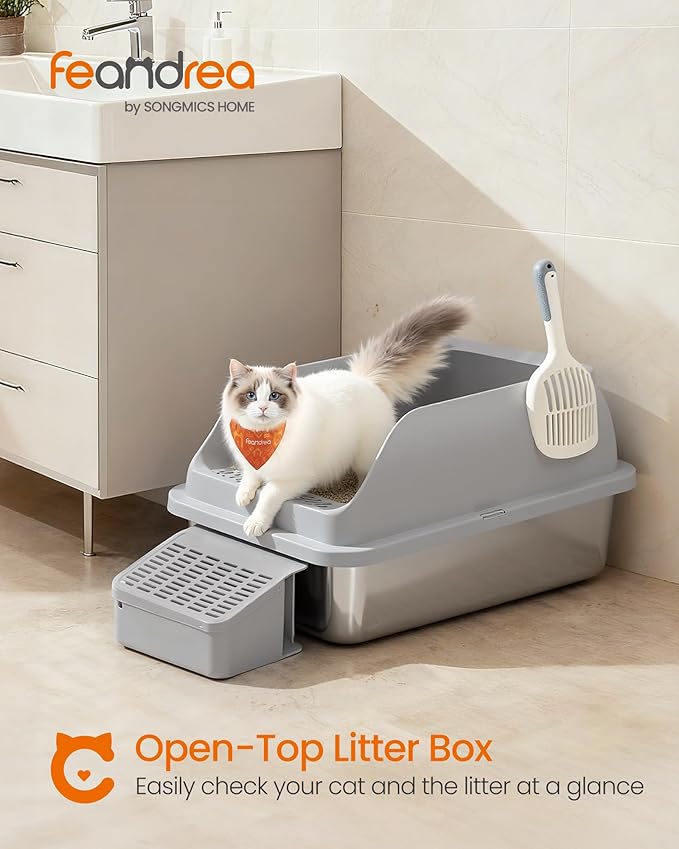 Feandrea Stainless Steel Cat Litter Box - Image 2