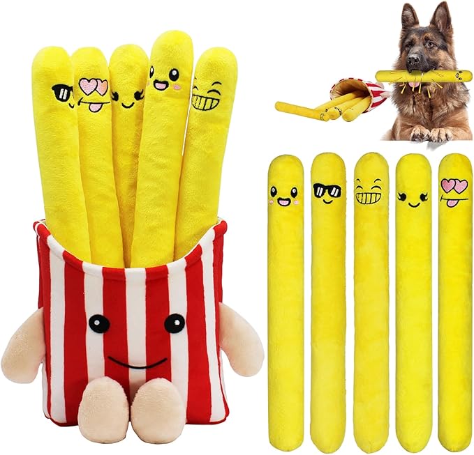 YZHDUXIU Dog Squeak Toys, 5 Pack Christmas French Fry PlushToys Interactive - Image 8