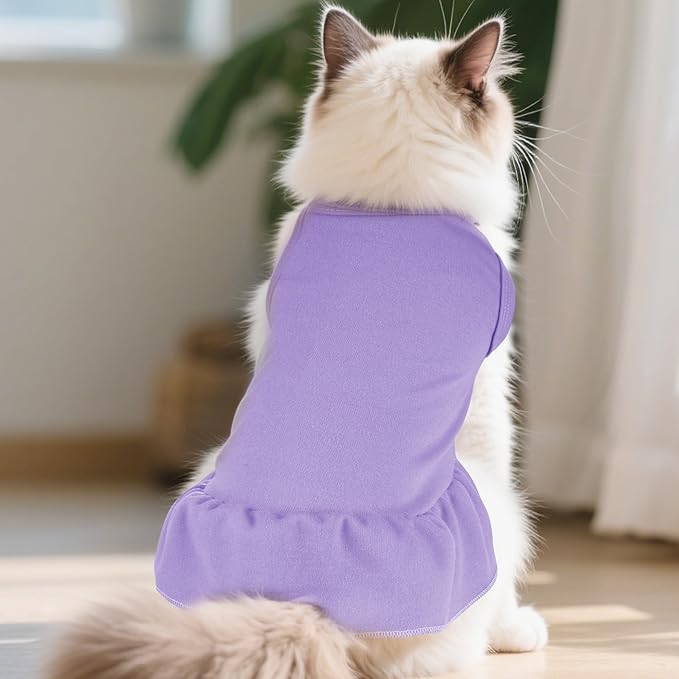 2 Pcs Dog Dresses Cat Skirt Solid Color Dog Clothes Summer Sleeveless Puppy - Image 6