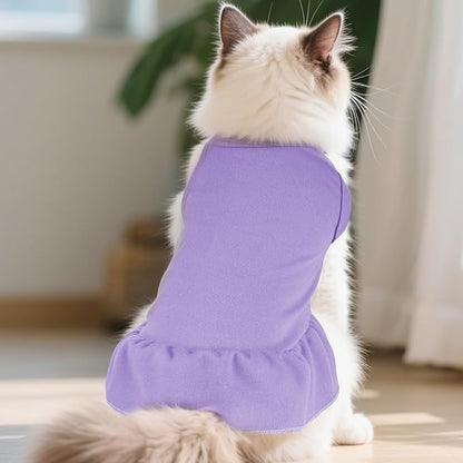 2 Pcs Dog Dresses Cat Skirt Solid Color Dog Clothes Summer Sleeveless Puppy - Image 6