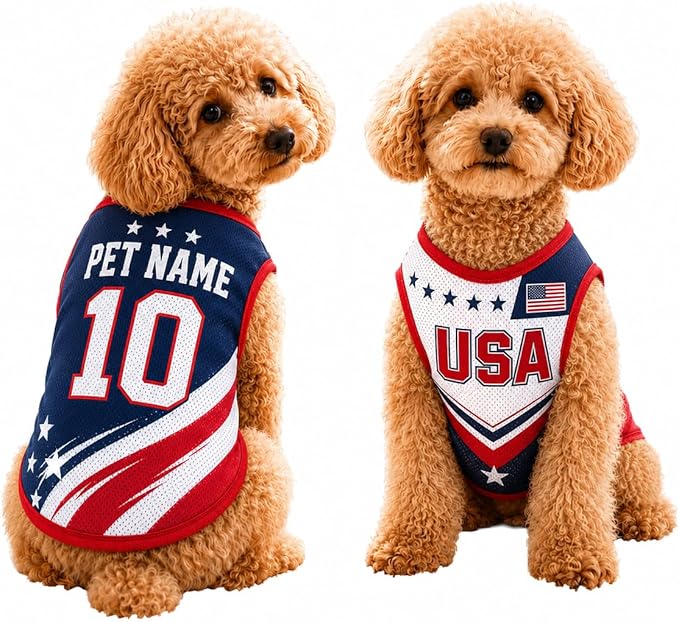 V-DECORPARKS Personalized Pet Soccer Jersey Custom Name Number Dog Cat Football by V-Decorparks