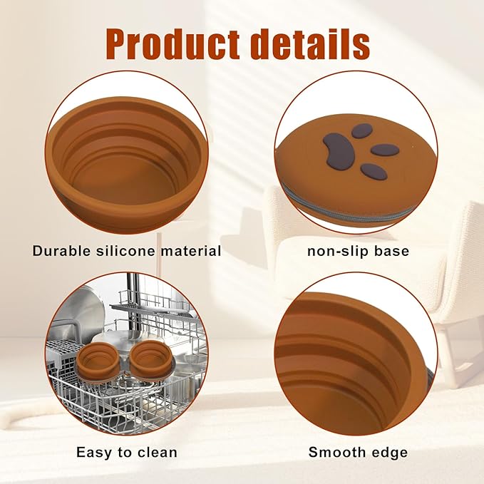 Collapsible Dog Bowls, 2-in-1 Silicone Pet Food and Water Bowl - Image 6