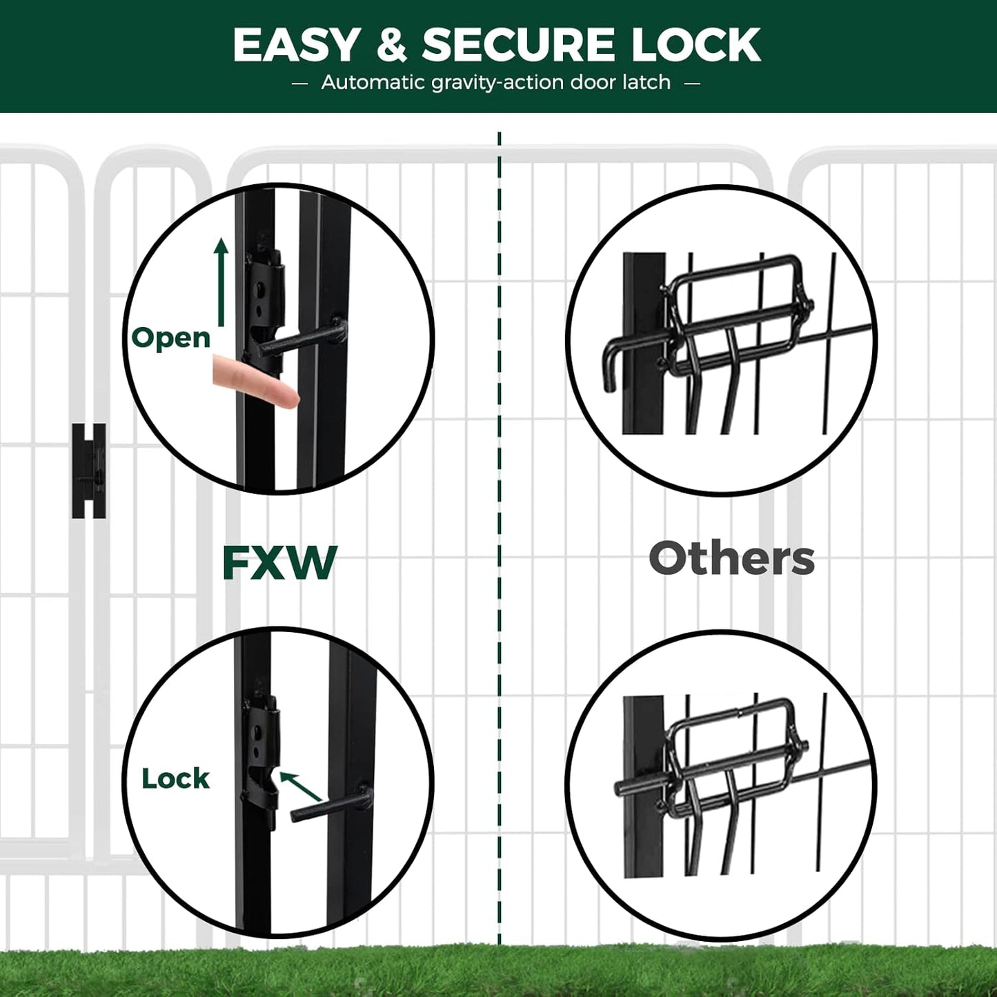 FXW Rollick Unleashed Dog Playpen for Indoor, Yard, RV Camping, 45 inch 32 Panels for Large Dogs, Black│Patented