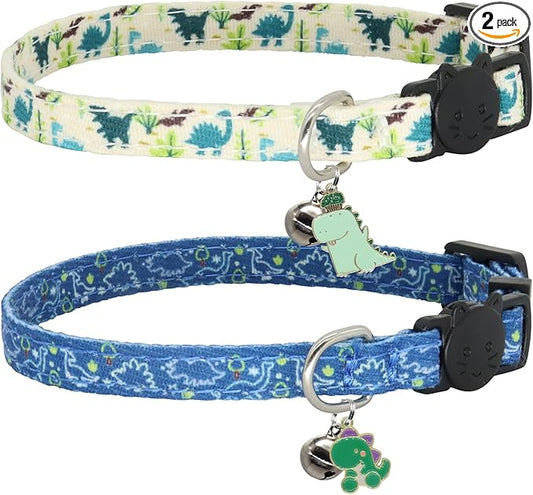 Cat Collar Breakaway, 2 Pack Cotton Kitten Collars by Giecooh