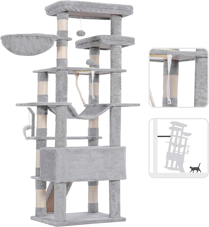 Heybly Tall Cat Tree, 78-inch Multi-Level Cat Tower - Image 8