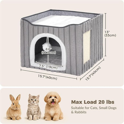 Avont Cat Cube Bed, Scratch Pad & Ball, Large Hideaway - Image 8