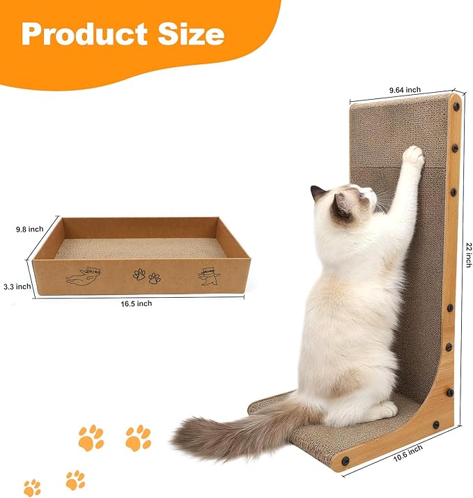 Goosheep 22in L-Shaped Cat Scratcher 2-in1 Scratching Board - Image 4