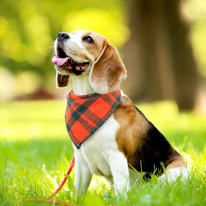 Honoson 6 Pieces Triangle Dog Bandana Dog Scarf Plaid Printing Adjustable Bibs - Image 4