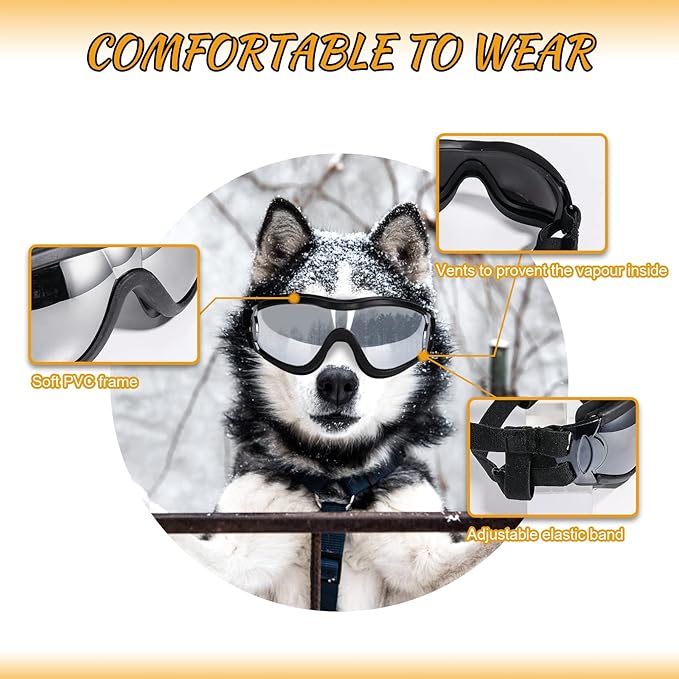 Dog Sunglasses/Goggles, UV/Wind/Dust/Fog Protection Pet Glasses Eye Wear - Image 2