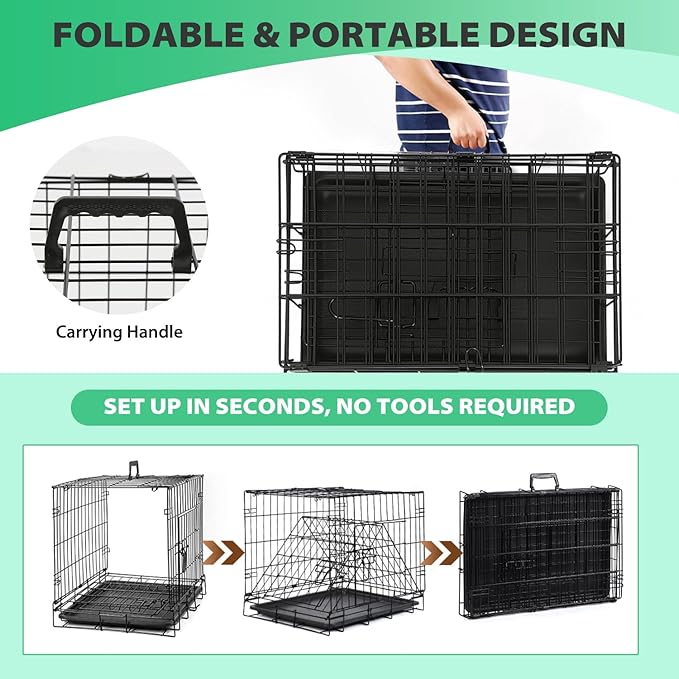 BestPet | Dog Crate | 18" | Black | Foldable Metal Kennel - Image 6