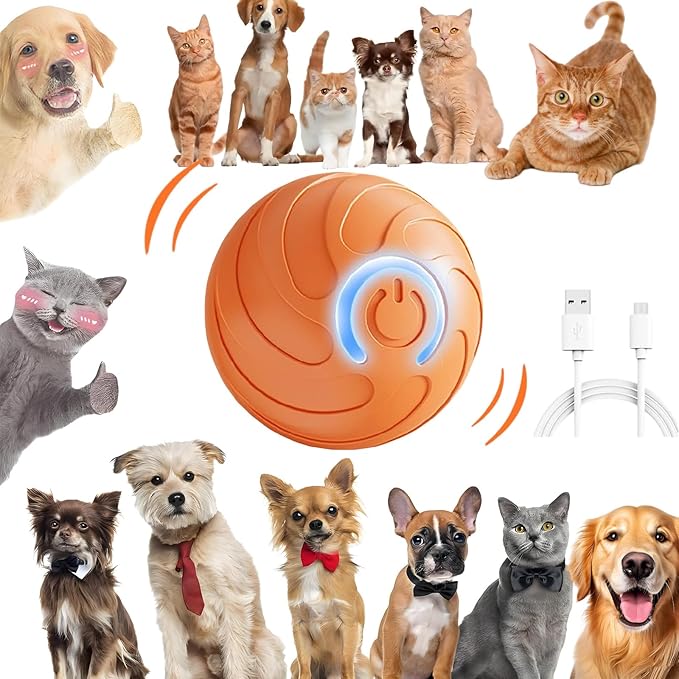 Smart jumping ball for dogs & Cats Duraspin Dog Bouncing Ball Random Path by Geojec
