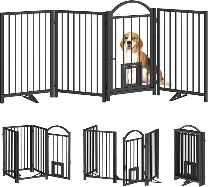 HOOBRO 4 Panel Freestanding Dog Gate by HOOBRO