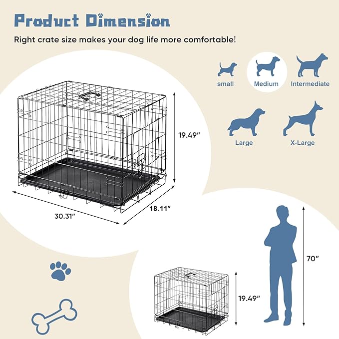 DUMOS Dog Crate, 30 Inch Small Medium Single Door Dog Cage - Image 5