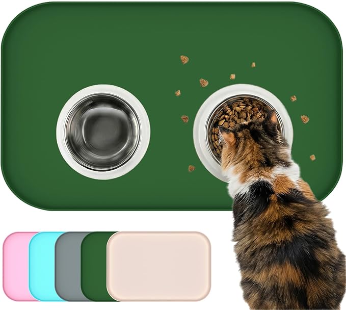 BLESWIN Waterproof Silicone Pet Feeding Mat Green by BLESWIN