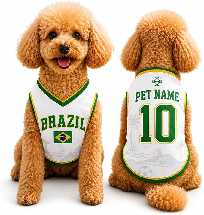 V-DECORPARKS Personalized Pet Soccer Jersey Custom Name Number Dog Cat Football by V-Decorparks