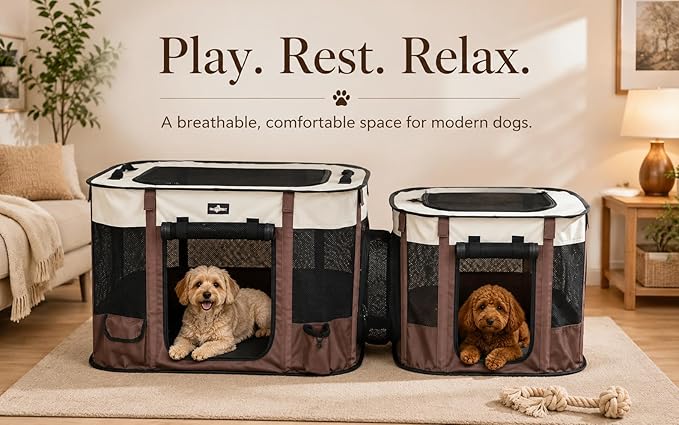 Paw Ballet 2-in-1 Foldable Pet Playpen, Portable Dog Cat Kennel Tent - Image 3