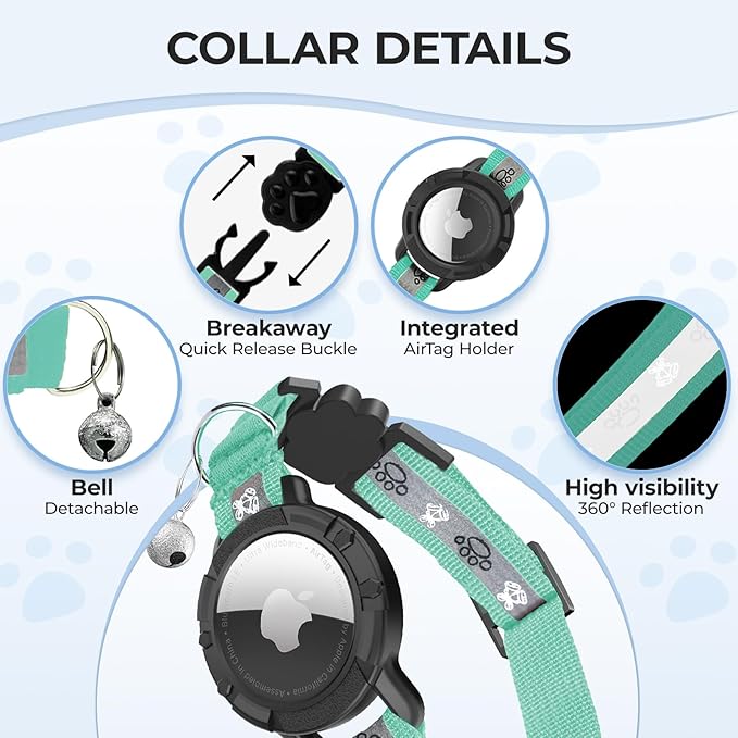 Breakaway AirTag Cat Collar, Reflective Cat Tracker Collar - Image 5