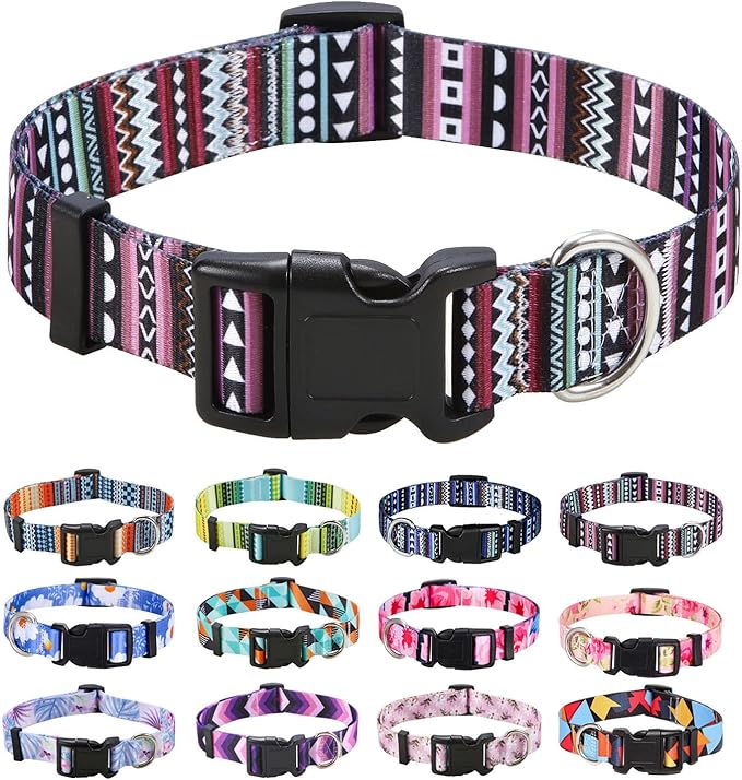 Mihqy Dog Collar with Bohemia Floral Tribal Geometric Patterns by Mihqy