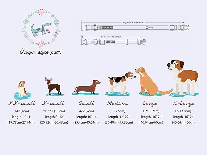 Unique style paws Dog Collar Metal Buckle Blue Stripe Collar Gift Durable Cute - Image 6