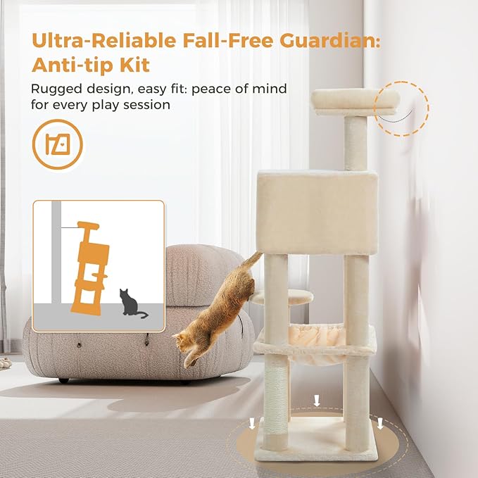 MUTTROS Cat Tree for Indoor Cats, 44.5" Multi-Level Cat Tower - Image 6