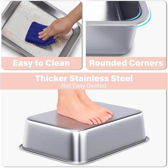 Stainless Steel Litter Box for Kitten, 15.7"×11.8"×4" Small Litter Box for - Image 5
