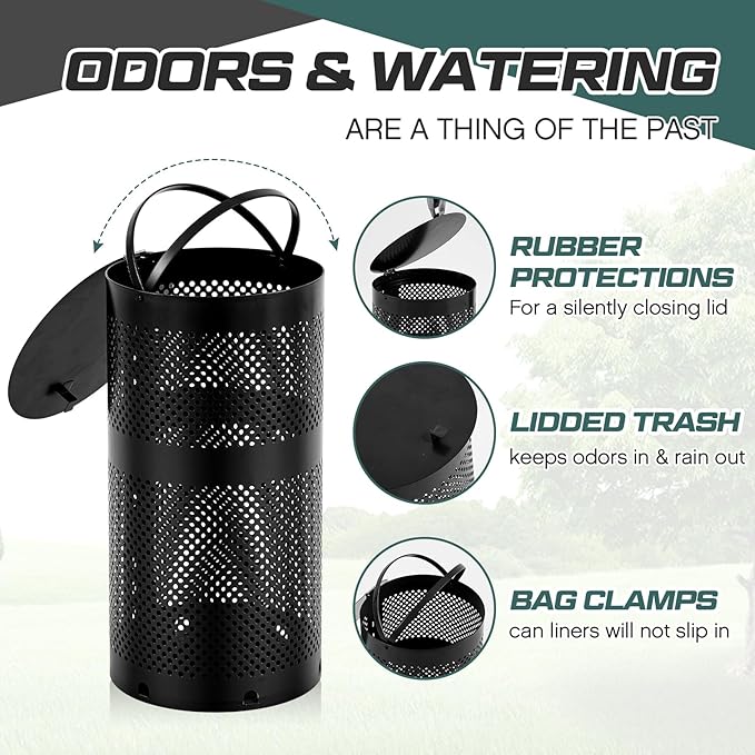 Dansydaisy Round Outdoor 10 Gallon Capacity Trash Can - Image 3