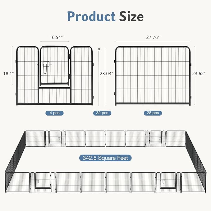 DUMOS Dog Playpen Indoor, Metal 24 Inch 32 Panels Foldable Pet Fence - Image 5