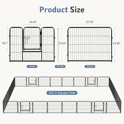 DUMOS Dog Playpen Indoor, Metal 24 Inch 32 Panels Foldable Pet Fence - Image 5