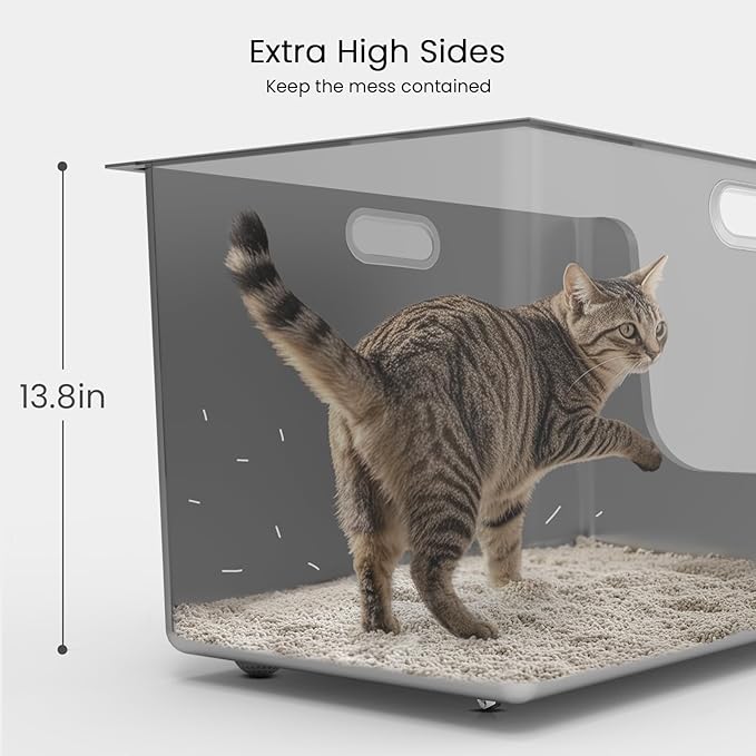 Stainless Steel Litter Box 13.7'' High Sides, XL Metal Cat Litter Box - Image 7