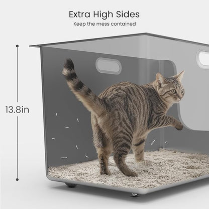 Stainless Steel Litter Box 13.7'' High Sides, XL Metal Cat Litter Box - Image 7