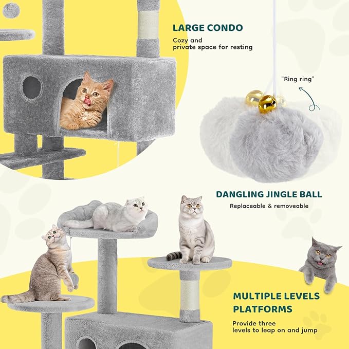 DUMOS 54 Inch Cat Tree Tower, Indoor Multi-Level Pet House - Image 5