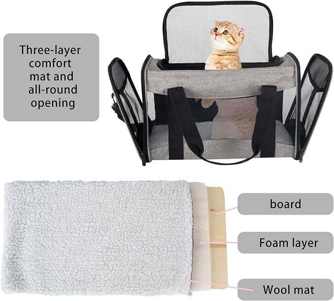 Small Animals Cat Carrying Case Pet Carrier Airline Approved, Protable and - Image 3