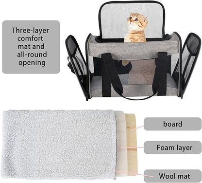 Small Animals Cat Carrying Case Pet Carrier Airline Approved, Protable and - Image 3