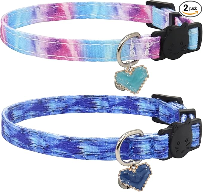 Cat Collar Breakaway, 2 Pack Cotton Kitten Collars by Giecooh